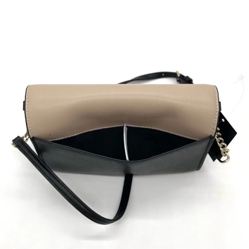 Kate Spade Staci Small Flap Crossbody Bag Tan/Black - Picture 4 of 9